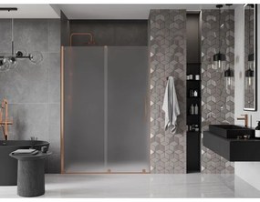 Mexen Velar, posuvné sprchové dvere do otvoru 130 cm, 8mm sklo námraza, medená matná, 871-130-000-31-65