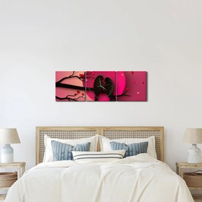 Obraz - Zamilované vtáčiky (s hodinami) (90x30 cm)