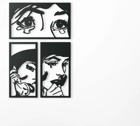 drevko 3-dielny drevený obraz Komiks Rozmer obrazu: 65 x 42 cm, Farba dekorácie: Čierna