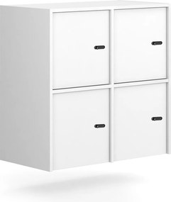 Nadstavba pre skrine FRAME, 4x dvere, 872 x 450 x 854 mm, mechanický zámok, biela