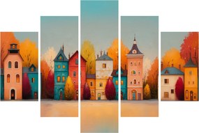 Obraz - Jesenná dedina (150x105 cm)
