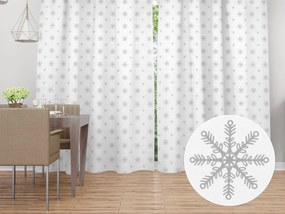 Biante Dekoračný záves TF-101 Vianočné sivé vločky na bielom 140x210 cm