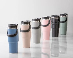 Sivá cestovná fľaša z nehrdzavejúcej ocele 1 l Eco – Ladelle