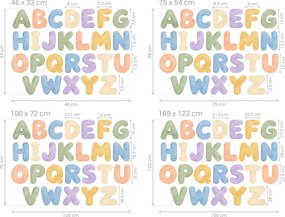 Akvarelová abeceda od A do Z jemné akvarelové textilné nálepky s celou abecedou na stenu arch 46 x 33 cm