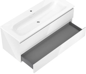 Mexen Orio, kúpeľňová skrinka 120 cm s umývadlom Vela, 2 zásuvky, biela lesklá, 91A10-12047-2-BFF00-W23M00