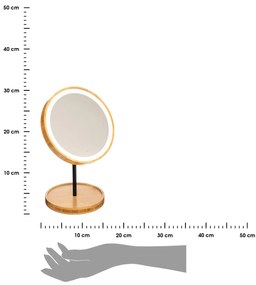 Stolové zrkadlo s LED osvetlením Round, bambus