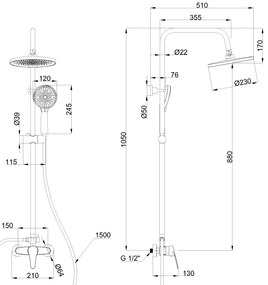 Invena Kalymnos, sprchová súprava s pákovou batériou, chrómová, INV-AU-28-001-V