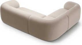 Béžová zamatová rohová pohovka (ľavý roh/do L) Kate – Micadoni