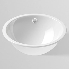 ALAPE EB.K450 okrúhle zápustné umývadlo bez otvoru, s prepadom, priemer 450 mm, biela alpská, s povrchom ProShield, 2002000000