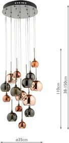 Där Lighting AUR1564 - Závesný luster na lane AURELIA 15xG4/10W/230V