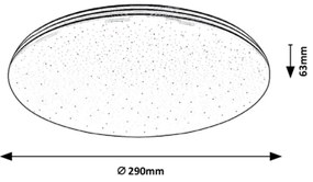 RABALUX LED stropné osvetlenie do kúpeľne s hviezdnou oblohou TOMA, 20W, denná biela, 29cm, okrúhle