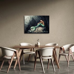 Obraz - Morská panna na skale (70x50 cm)