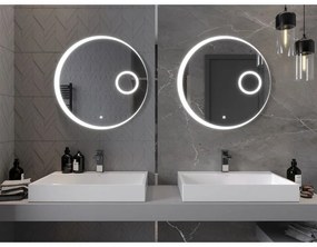 Mexen Ella, LED kúpeľňové zrkadlo s podsvietením a kozmetickým zrkadielkom 70x70 cm, 6000K, ochrana proti zahmlievaniu, 9811-070-070-611-00