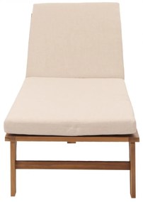 Lehátko HWC-N48, masívne akáciové drevo - vankúš krémovo-béžový