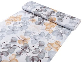 Biante Detské bavlnené posteľné obliečky do postieľky Sandra SA-367 Sivo-oranžové kvety na bielom Do postieľky 90x120 a 40x60 cm