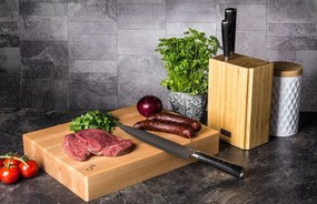 G21 Damascus Premium sada nožov v bambusovombloku, krabička, 3 ks + brúsny kameň