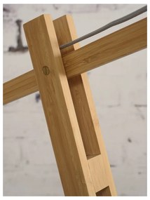 Stojacia lampa s bielym tienidlom a konštrukciou z bambusu Good&amp;Mojo Montblanc
