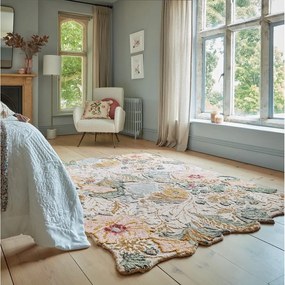 Svetloružový ručne tkaný vlnený koberec 160x230 cm Daphne Shaped Floral – Flair Rugs