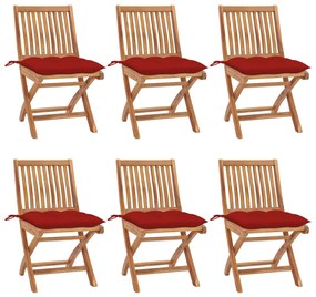 Skladacie záhradné stoličky s podložkami 6 ks tíkový masív 3072855