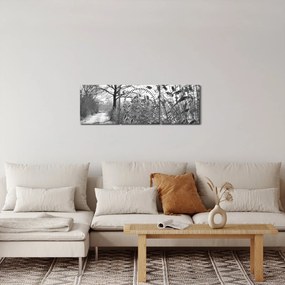 Obraz - Pole v zime (s hodinami) (90x30 cm)