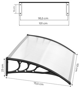 Strieška nad dvere, 100x80 cm, kryt z polykarbonátu