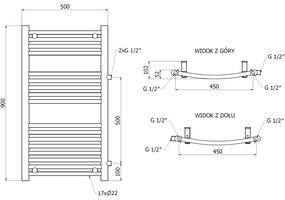 Mexen Ares, vykurovacie teleso 900 x 500 mm, 372 W, bočné pravé a spodné pripojenie, biela, W102-0900-500-00-20-S