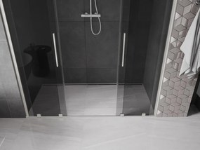 Mexen Velar Duo, posuvné sprchové dvere do otvoru 200 cm, 8mm šedé sklo, brúsená oceľ, 871-200-000-42-97