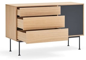 Antracitovosivá komoda v dubovom dekore Teulat Yoko, šírka 128 cm