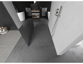 Mexen Kioto, sprchová zástena Walk-In 100 x 200 cm, 8mm sklo vzor zrkadlo, brúsená oceľ profil,  800-100-002-97-50