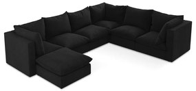Čierna rohová pohovka (pravý roh/do tvaru "U") Manao – Makamii