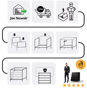 Čierna kovová komoda so zásuvkami na nožičkách CARLA Modern 800 x 1015 x 400 mm