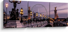 Obraz - Most Alexandra III. v Paríži (s hodinami) (90x30 cm)