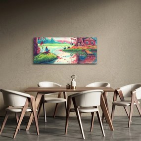 Obraz - Aquarel, Zátoka v horskej dedinke (120x50 cm)