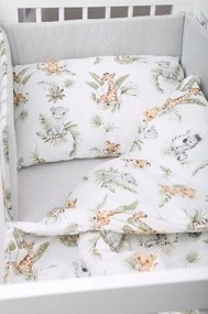 Detské bavlnené obliečky do postieľky 135x100 cm BABYMAM PREMIUM - Africké zvieratká