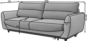 Modrá ženilková rozkladacia/s úložným priestorom pohovka 236 cm Silva – ELTAP
