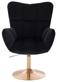 LuxuryForm DESIGN Kreslo AURORA VELUR na zlatom tanieri - čierne