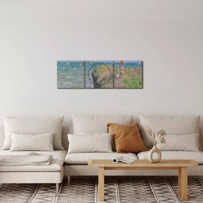 Obraz - Claude Monet, Cliff Walk at Pourville, reprodukcia (s hodinami) (90x30 cm)