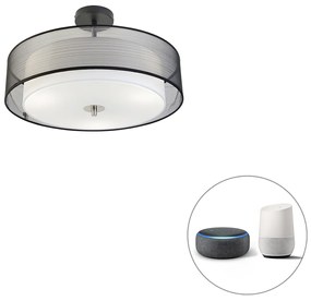 Inteligentné stropné svietidlo čierne s bielou 50 cm vrátane 3 WiFi A60 - Drum Duo
