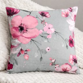 Bavlnená obliečka na vankúš Sakura – sivá 40x40 cm, 100 % bavlna, zips