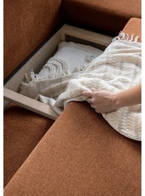 Tehlovooranžová rozkladacia rohová pohovka Miuform Scandic Lagom L, pravý roh