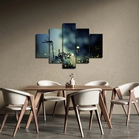 Obraz - Vážka za trblietavej noci (150x105 cm)