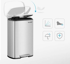 Odpadkový kôš s pomalým zatváraním TIDY, 50l, strieborná SongmicsHome