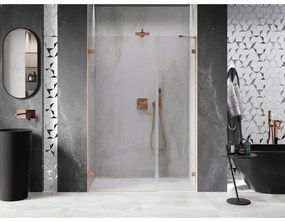 Mexen Lunar-B, ľavé otočné sprchové dvere 110 cm, 8mm číre sklo, medený matný profil, 832S-110-050-65-00-L