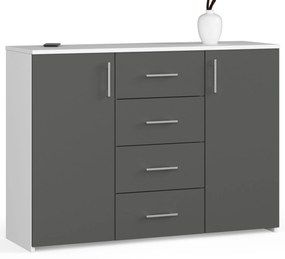 Komoda Kuerten (biela + grafit). Akcia -11%. Vlastná spoľahlivá doprava až k Vám domov. 1117247