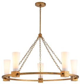 Elstead KRISTY5-DG-OPAL - Luster na tyči KRISTY 5xE27/40W/230V medený