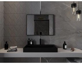 Mexen Loft, obdĺžnikové kúpeľňové zrkadlo 80 x 60 cm, farba rámu čierna matná, 9852-080-060-000-70