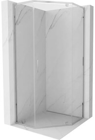 Mexen Exo, päťuholníkový sprchový kút s výklopnými dverami 90 x 90 cm, 6mm číre sklo, chrómový profil, 812-090-090-01-00