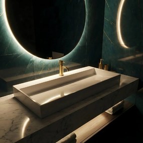 Rea Goya, umývadlo na dosku 100x46x14 cm, konglomerát, biela lesklá, REA-U8903