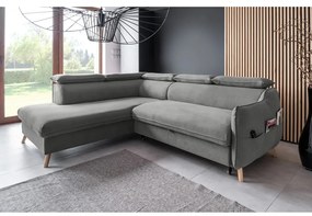 Svetlosivá zamatová rozkladacia rohová pohovka (ľavý roh) Sweet Harmony – Miuform