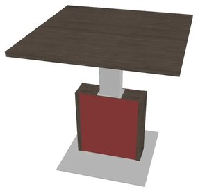 Výškovo nastaviteľný rokovací stôl Verno+ S 120 x 120 cm, dub antracit / červená